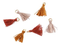 6 pompons en fils de coton de 1cm  - curry, brique et écru - Créalia