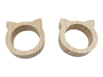 Set de 2 ronds de serviette chat bois - Créalia