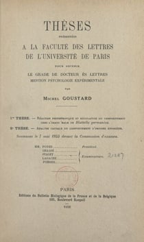 Réaction phototropique et régulation du comportement chez l'imago mâle de Blattella Germanica. Suivi de Analyse causale du comportement d'origine endogène - Thèses présentées à la Faculté des lettres de l'Université de Paris pour obtenir le grade de Do...