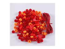 Sachet de perles rouges en plastique avec cordon - Créalia