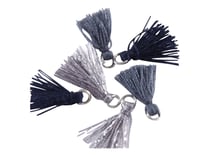 6 pompons en fils de coton de 1cm  - gris clair et bleu - Créalia