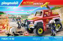 Playmobil - Véhicule de pompiers avec bidon enflammé - 71824 - Les pompiers