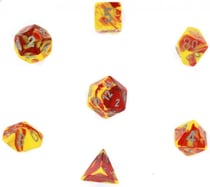 7 dés pour JDR Chessex - Gémini - Rouge, jaune et argent