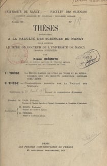 La restauration de l'ère de Meiji et sa répercussion sur les milieux agricoles japonais (1867-1930) - Thèses présentées à la Faculté des sciences de Nancy pour obtenir le titre de Docteur de l'Université de Nancy