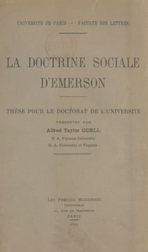 La doctrine sociale d'Emerson - Thèse pour le Doctorat de l'Université