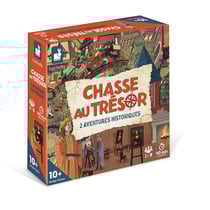 Jeux de Société Enfant - Jeu Collaboratif - Chasse au Trésor - 2 Aventures Historiques - 30 cartes + 1 carte à trou + 1 livret indices