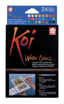 Lot de 24 1/2 godets - Peinture aquarelle Sakura Koi water colors - Couleurs assorties