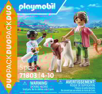 PLAYMOBIL - Fermière et enfant avec veau - 71803 - PLAYMOBIL Duo