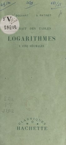 Extrait des tables de logarithmes à cinq décimales - Établies conformément aux programmes du 18 août 1920