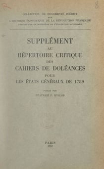 Supplément au Répertoire critique des cahiers de doléances pour les États généraux de 1789
