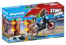 Stuntshow Pilote moto et mur de feu
