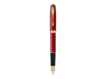 Stylo plume - Noir - Sonnet Laqué rouge intense, finitions or - Plume moyenne - Parker