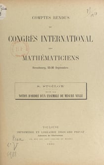 Sur la notion d'ordre d'un ensemble de mesure nulle - Comptes rendus du Congrès international des mathématiciens, Strasbourg, 22-30 septembre