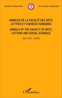 Annales de la faculté des arts, lettres et sciences humaines Vol XVI - 2015 - Annals of the faculty of arts, letters and social sciences