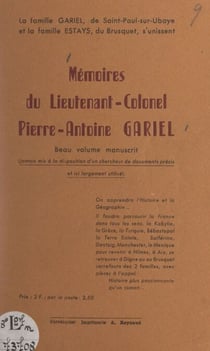 Mémoires du lieutenant-colonel Pierre-Antoine Gariel