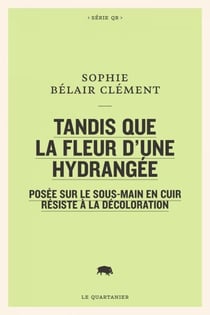 Tandis que la fleur d’une hydrangée posée sur le sous-main en cuir résiste à la décoloration