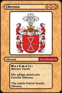 The noble Polish family Obrona. Die adlige polnische Familie Obrona.