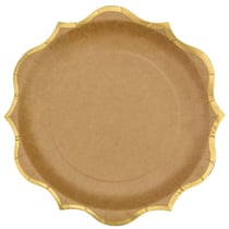 8 assiettes kraft et dorure or - 23 cm