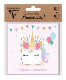 Set de 8 invitations anniversaire - Licorne