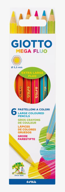 6 Crayons Mega Fluo - Giotto