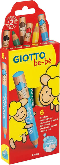 Boîte de 6 maxi crayons Giotto be-bè avec 1 taille-crayon