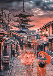 Puzzle 500 pièces - Evening in Kyoto - Clementoni
