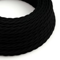 2,5 mètres Câble textile en coton - L'Original Creative-Cables - TC04 tressé 2x0.75mm - Noir Charbon