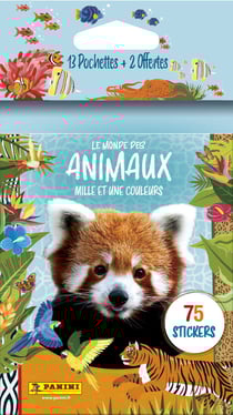 Lot de 15 pochettes de stickers Le monde des animaux mille et une couleurs - Panini
