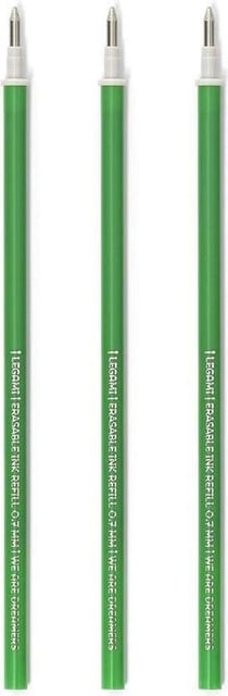 Lot de 3 recharges pour stylo à encre gel effaçable Legami - Vert