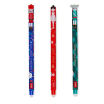 3 stylos gel effaçable Legami - Christmas - Bleu, rouge, vert - Pointe fine