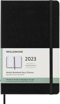 Agenda civil semainier 2023 - Couverture rigide - 13 x 21 cm - Moleskine - Noir