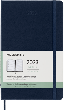 Agenda civil semainier 2023 - Couverture rigide - 13 x 21 cm - Moleskine - Bleu saphir
