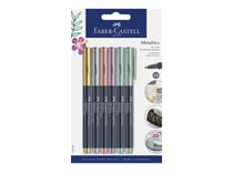 6 Marqueurs Metallics Faber Castell - Or / argent / cuivre rouge / bleu / vert