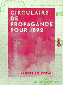 Circulaire de propagande pour 1892 - Pour l'établissement d'une union méditerranéenne