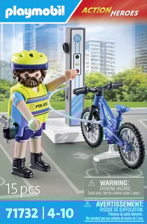 Playmobil - Policier cycliste avec borne de recharge - 71732 - Les policiers