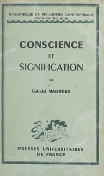 Conscience et signification - Essai sur la réflexion