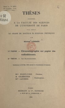 Chromatographie sur papier des radioéléments - Suivi de Deuxième thèse : les radiocolloïdes