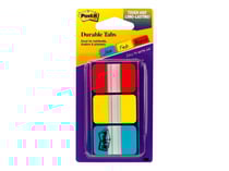 Marque-pages Post-it® rigides blancs liserés couleurs classiques - Lot 3 x 22