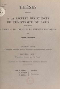 La contagion isotopique dans les séparateurs électromagnétiques d'isotopes - Suivi de Proposition données par la Faculté : l'action des collisions sur l'élargissement Doppler des raies spectrales