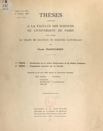 Recherches sur le milieu fluvio-marin et les dépôts d'estuaire - Suivi de Propositions données par la Faculté : Déterminisme des migrations de l'anguille