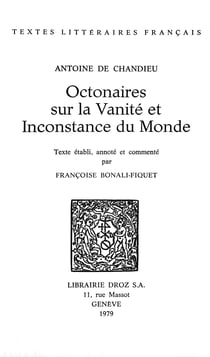 Octonaires sur la vanité et inconstance du monde