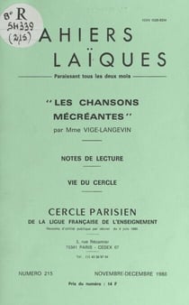 Les chansons mécréantes - Notes de lecture. Vie du cercle