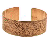 Bracelet de cuivre large - 8 symboles auspicieux