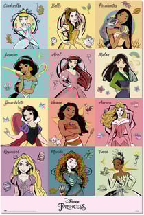 Poster Grupo Erik - Princesses Disney brush strokes