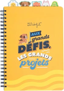 Cahier Mr Wonderful - Jaune - A4 21 x 32 cm - Aux grands défis, les grands projets - 160 pages quadrillées