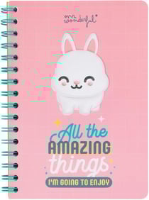 Cahier Mr Wonderful - Rose - A5 14 x 21 cm - Lapin - 160 pages unies