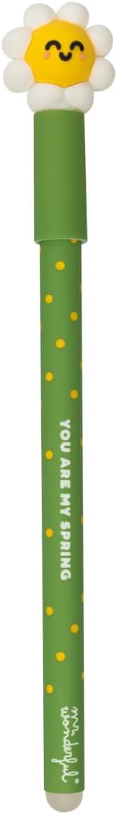 Stylo effaçable Mr Wonderful - Fleur - bleu - Pointe moyenne