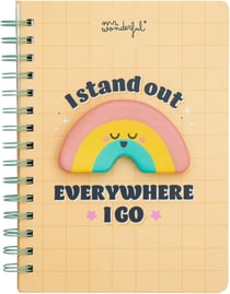 Carnet Mr Wonderful - Jaune - A5 - I stand out everywhere I go - 160 pages unies