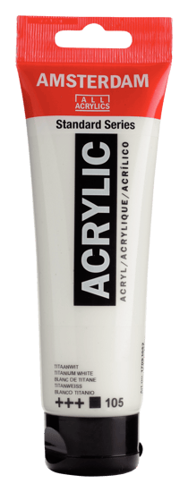 Tube 120 ml de peinture acrylique Royal Talens - Amsterdam - Blanc De Titane