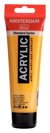 Tube 120 ml de peinture acrylique Royal Talens - Amsterdam - Jaune Azo Foncé